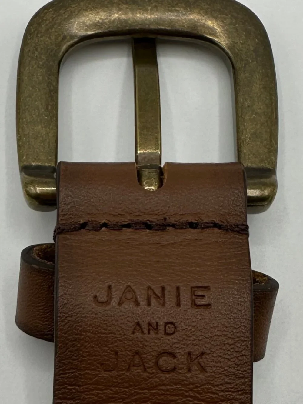 Janie and Jack Boys' Woven Belt Gray, Blue, and White Leather Tips Size 6-8